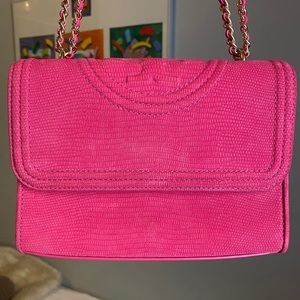 Hot pink Tory Burch Fleming Bag